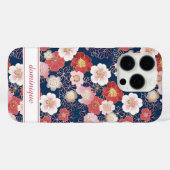 Japanese Pink Floral Pattern Monogrammed Case-Mate iPhone Hülle (Rückseite (Horizontal))