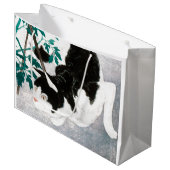 JAPANESE PRINT CAT GIFT BAG Hiroaki Takahashi 1931 Große Geschenktüte (Vorderseite Schrägansicht)