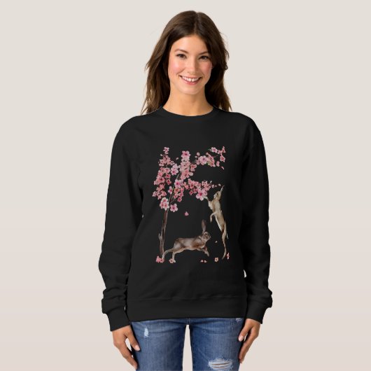 Japanese Rabbit Cherry Blossom Flower Sakura Tree Sweatshirt (Vorne ganz)