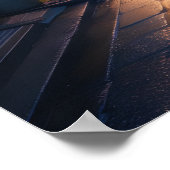 Japanese Rainy Street Cozy Urban  Poster (Ecke)