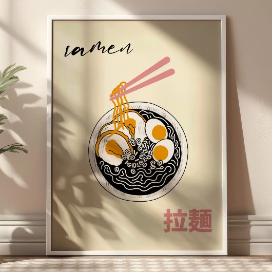 Japanese Ramen Illustration Modern Kitchen Art Poster