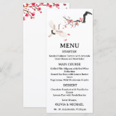 Japanese Red-Crowned Crane Wedding Menu Card  Menükarte (Vorne/Hinten)
