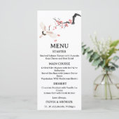 Japanese Red-Crowned Crane Wedding Menu Card  Menükarte (Stehend Vorderseite)