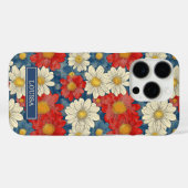 Japanese Red Floral Pattern Monogrammed Case-Mate iPhone Hülle (Rückseite (Horizontal))