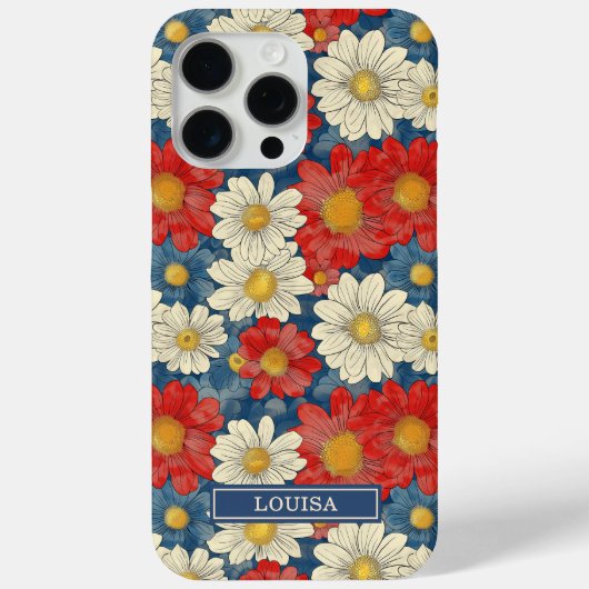 Japanese Red Floral Pattern Monogrammed Case-Mate iPhone Hülle (Rückseite)