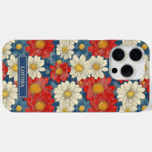 Japanese Red Floral Pattern Monogrammed Case-Mate iPhone Hülle (Rückseite (Horizontal))