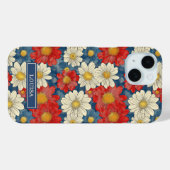Japanese Red Floral Pattern Monogrammed Case-Mate iPhone Hülle (Rückseite (Horizontal))