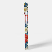 Japanese Red Floral Pattern Monogrammed Case-Mate iPhone Hülle (Rückseite / Links)