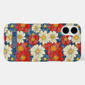 Japanese Red Floral Pattern Monogrammed Case-Mate iPhone Hülle (Rückseite (Horizontal))