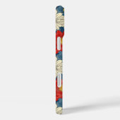 Japanese Red Floral Pattern Monogrammed Case-Mate iPhone Hülle (Rückseite / Rechts)