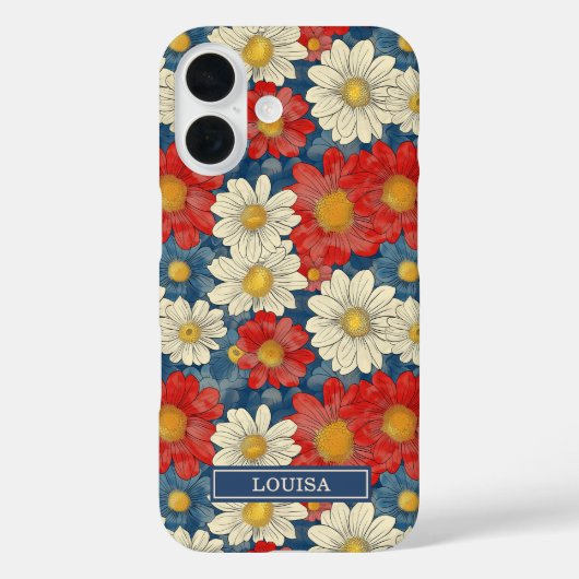 Japanese Red Floral Pattern Monogrammed Case-Mate iPhone Hülle (Rückseite)