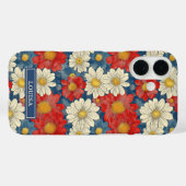 Japanese Red Floral Pattern Monogrammed Case-Mate iPhone Hülle (Rückseite (Horizontal))