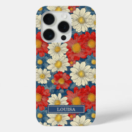 Japanese Red Floral Pattern Monogrammed Case-Mate iPhone Hülle
