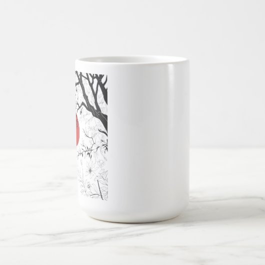 Japanese Red Sun & Brush Tree Art Kaffeetasse (Mittel)