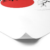 Japanese Red Sun & Brush Tree Art Poster (Ecke)