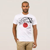 Japanese Red Sun & Brush Tree Art T-Shirt (Vorne ganz)