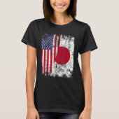 JAPANESE ROOTS Halbe amerikanische Flagge JAPAN T-Shirt (Vorderseite)