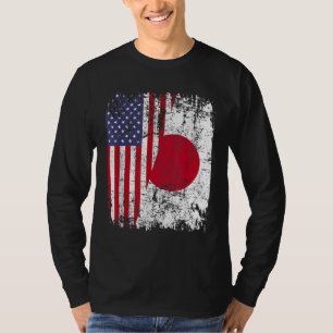 JAPANESE ROOTS Halbe amerikanische Flagge JAPAN T-Shirt