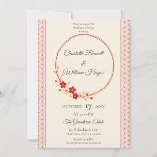 Japanese Sakura Asanoha Wedding Invitation Einladung