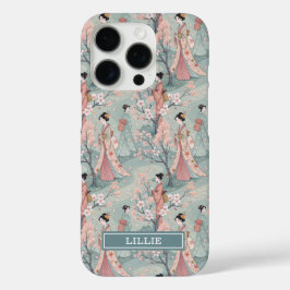 Japanese Sakura Geisha Pattern Monogrammed iPhone 16 Pro Hülle