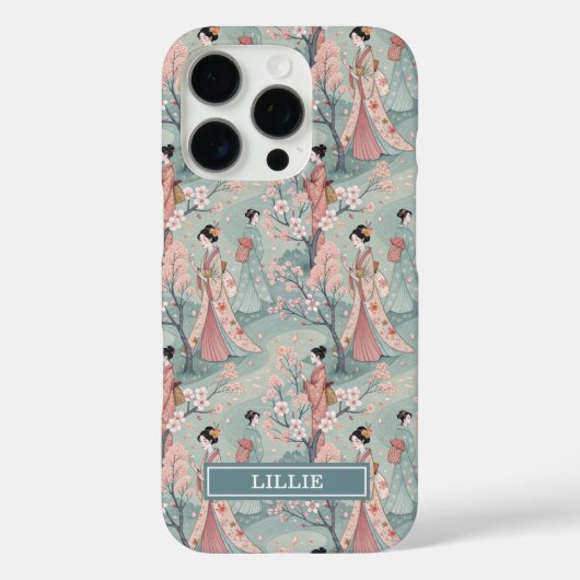 Japanese Sakura Geisha Pattern Monogrammed Case-Mate iPhone Hülle (Rückseite)