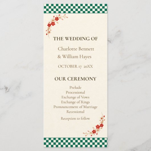 Japanese Sakura Ichimatsu Wedding Program Programm (Vorderseite)