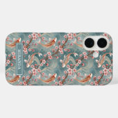 Japanese Sakura Koi Fish Pattern Monogrammed Case-Mate iPhone Hülle (Rückseite (Horizontal))