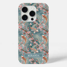 Japanese Sakura Koi Fish Pattern Monogrammed Case-Mate iPhone Hülle
