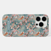 Japanese Sakura Koi Fish Pattern Monogrammed Case-Mate iPhone Hülle (Rückseite (Horizontal))