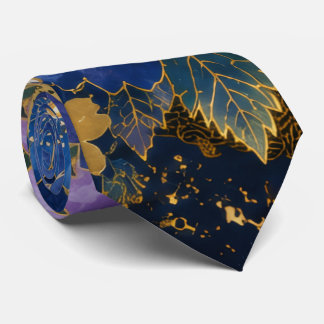 Japanese Sakura Necktie | Navy Blue Kimono Floral  Krawatte