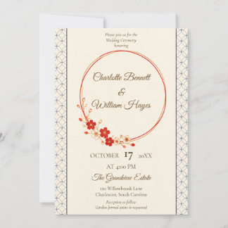 Japanese Sakura Shippo Wedding Invitation Einladung