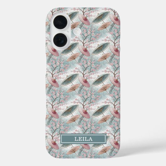 Japanese Sakura Umbrella Pattern Monogrammed Case-Mate iPhone Hülle (Rückseite)