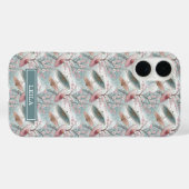 Japanese Sakura Umbrella Pattern Monogrammed Case-Mate iPhone Hülle (Rückseite (Horizontal))