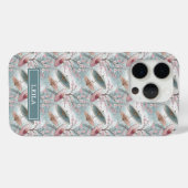 Japanese Sakura Umbrella Pattern Monogrammed Case-Mate iPhone Hülle (Rückseite (Horizontal))