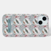 Japanese Sakura Umbrella Pattern Monogrammed Case-Mate iPhone Hülle (Rückseite (Horizontal))