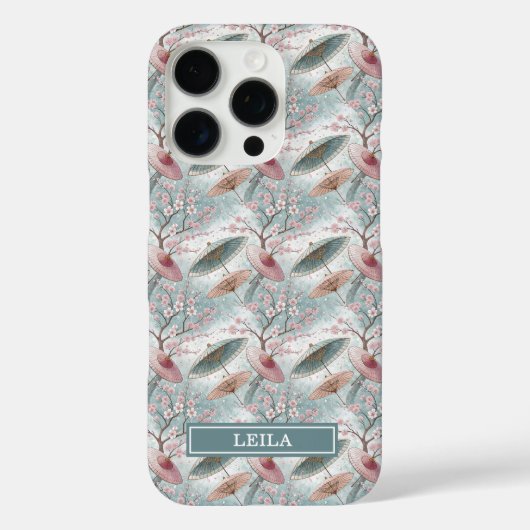 Japanese Sakura Umbrella Pattern Monogrammed Case-Mate iPhone Hülle (Rückseite)