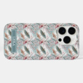 Japanese Sakura Umbrella Pattern Monogrammed Case-Mate iPhone Hülle (Rückseite (Horizontal))