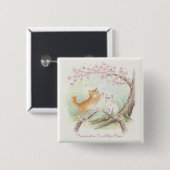Japanese Sakura & Zen Cats Watercolor Button (Vorne & Hinten)