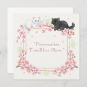 Japanese Sakura & Zen Cats Watercolor Dankeskarte (Vorne/Hinten)