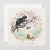 Japanese Sakura & Zen Cats Watercolor Einladung (Vorne/Hinten)