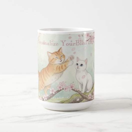 Japanese Sakura & Zen Cats Watercolor Kaffeetasse (Mittel)