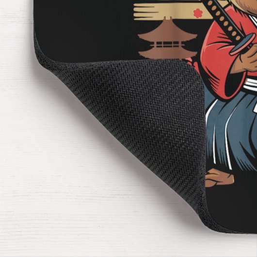 Japanese Samurai Capybara Mousepad (Ecke)