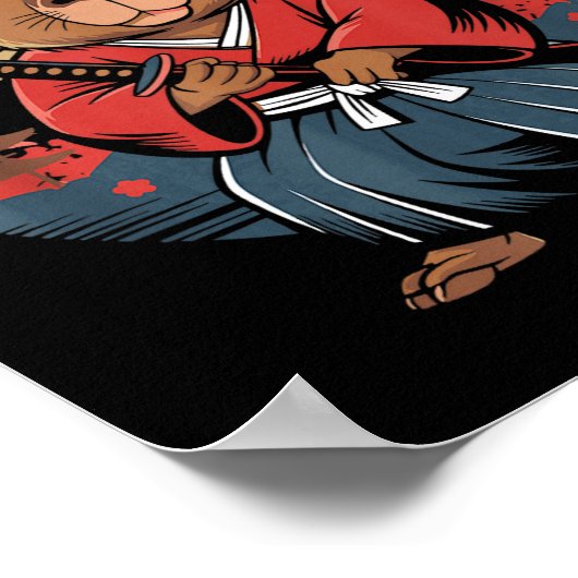 Japanese Samurai Capybara  Poster (Ecke)