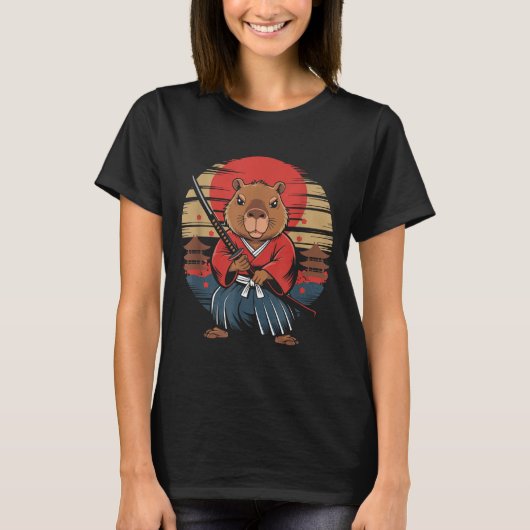 Japanese Samurai Capybara  T-Shirt (Vorderseite)