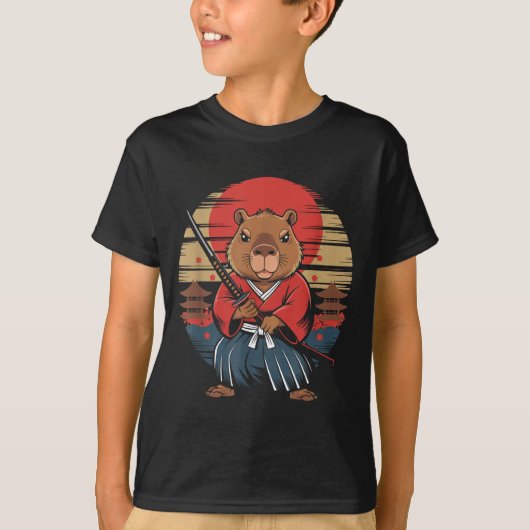 Japanese Samurai Capybara T-Shirt (Vorderseite)