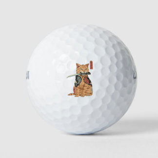 Japanese Samurai Cat Golfball