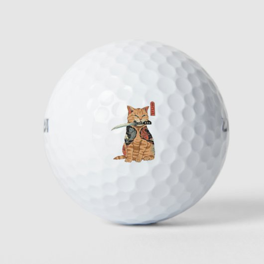 Japanese Samurai Cat Golfball (Vorderseite)