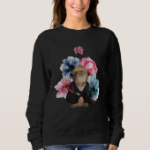 Japanese Samurai Cat Watercolor Flowers Sweatshirt (Vorderseite)