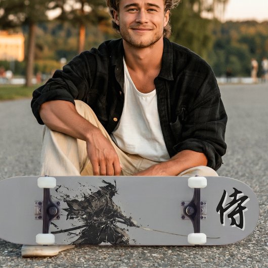 Japanese Samurai Ink Wash Paint Skateboard