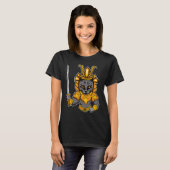 Japanese Samurai Katana Ninja Cat Sword Feline Oyo T-Shirt (Vorne ganz)